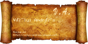 Vályi András névjegykártya
